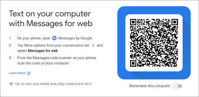 Configuration de Google Messages pour le Web