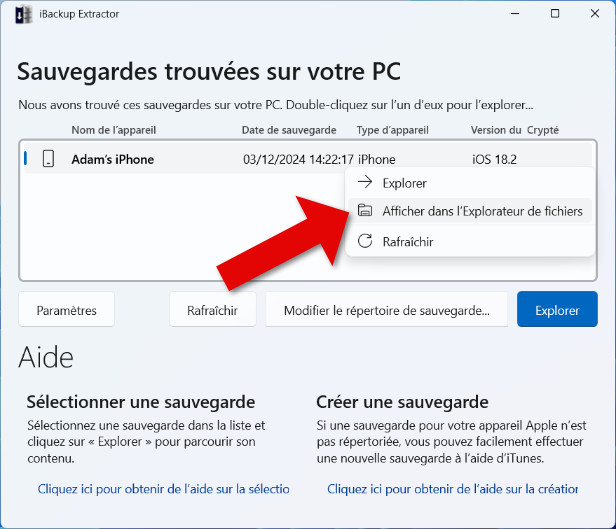 Trouvez facilement des sauvegardes sur PC Windows à l’aide d’iBackup Extractor