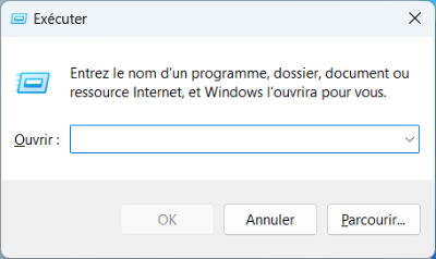 Ouverture d'une fenêtre d'exécution sur le PC