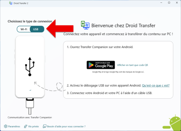 Droid Transfer Select USB